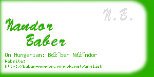 nandor baber business card